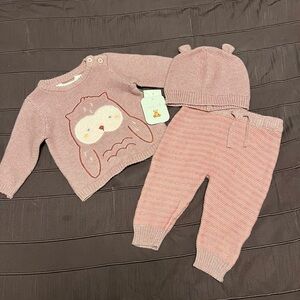 Baby owl sweater set